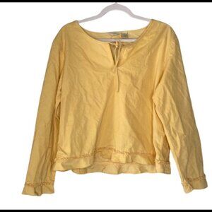 J. Jill Yellow Corduroy Peasant Blouse Long Sleeve